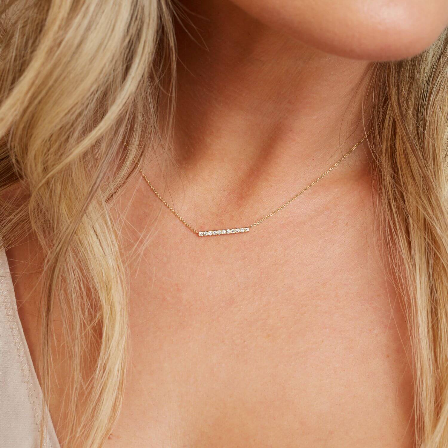 Diamond Pave Bar Necklace - Image 5